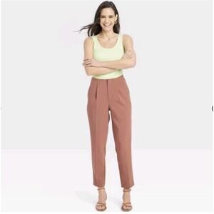 A New Day NWT 4 High-Rise Tailored Trouser Pants Rose/Brown Career Work Business